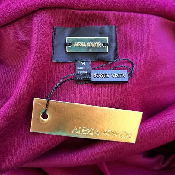 New ALEXIA ADMOR Olivia Draped One-Shoulder Sheath Dress Burgundy Medium - Picture 6 of 9